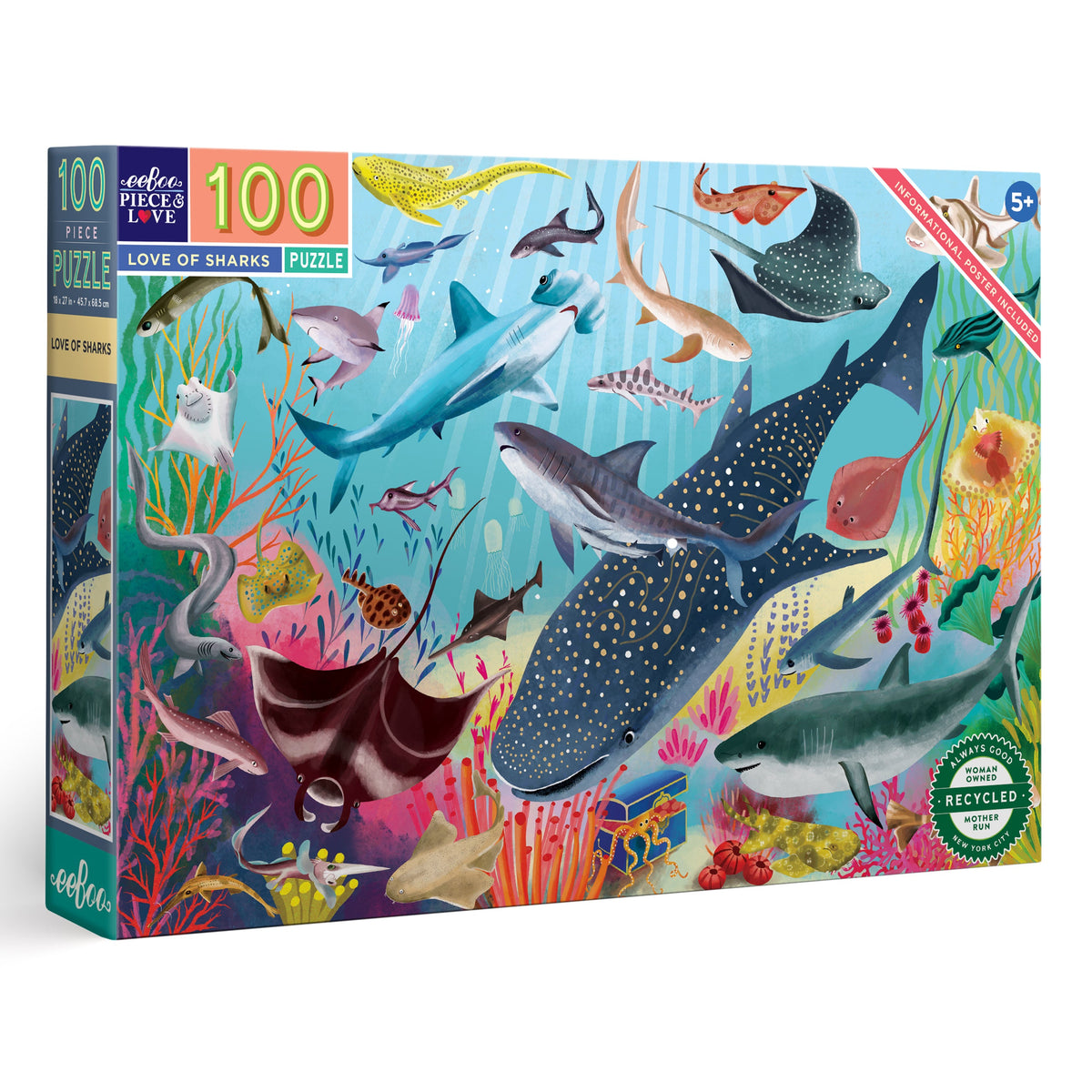 Love of Sharks 100 Piece Puzzle by eeBoo